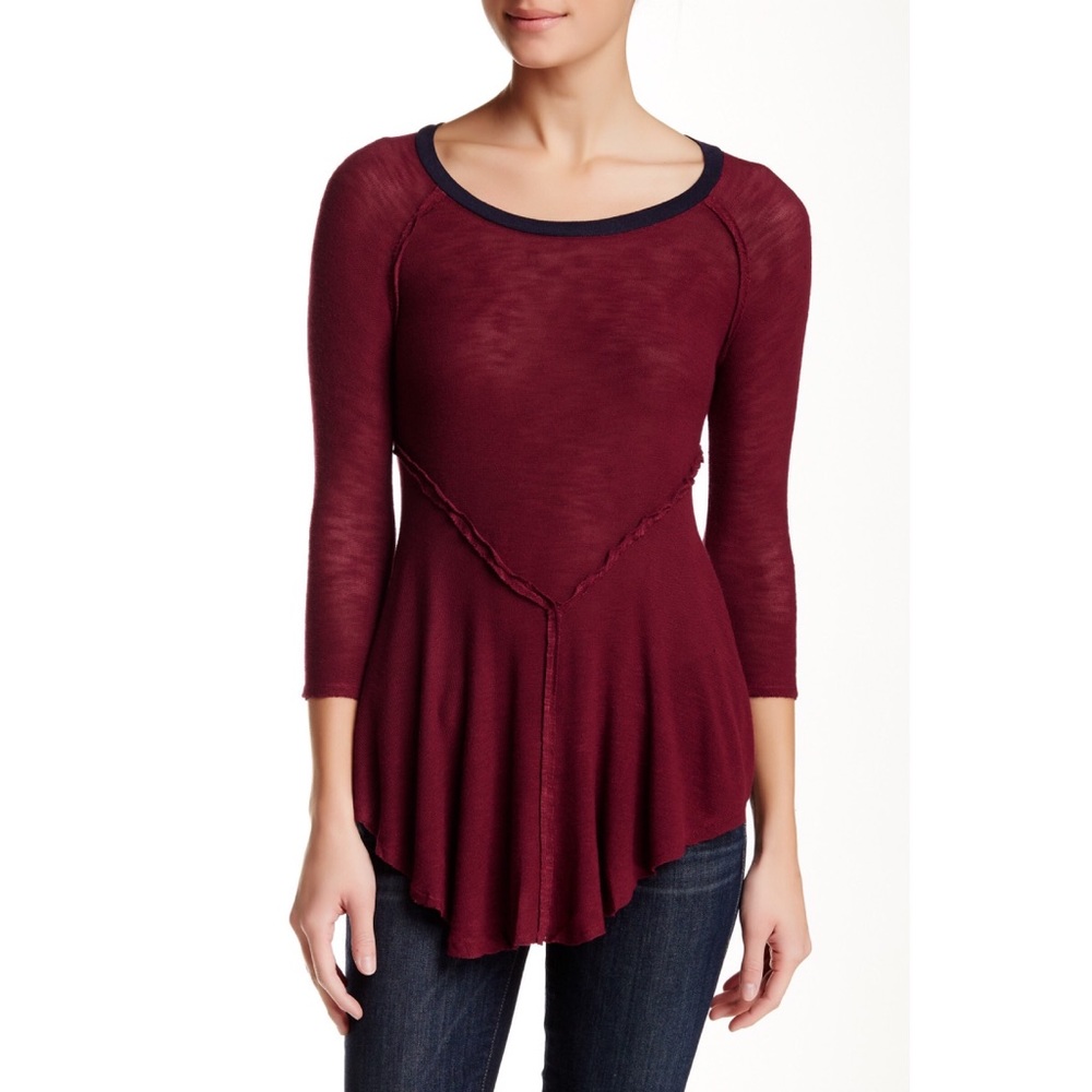Free People Intimately Weekends Layer Tee Maroon